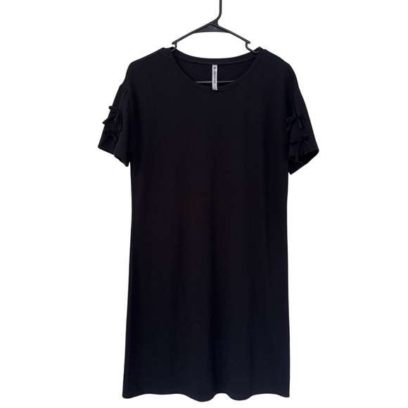 Fabletics Dresses & Skirts - Fabletics Black T Shirt Dress Womens S Short Sleeve Tie Detail Casual Athleisure